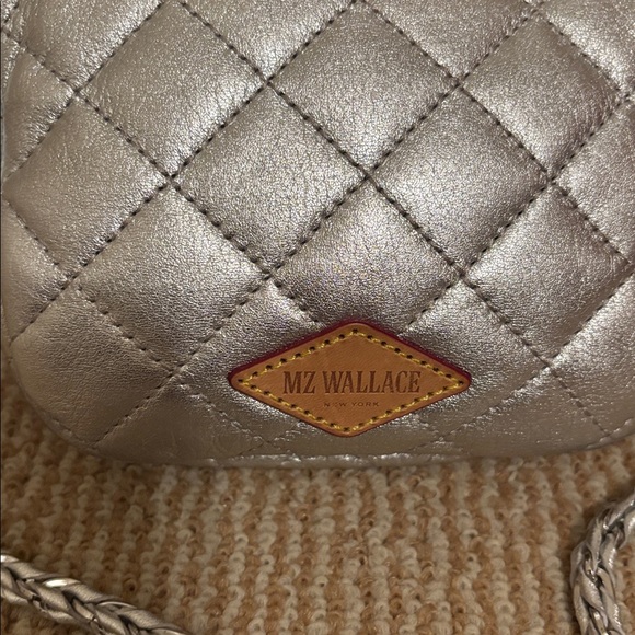 MZ Wallace Micro Crosby Silver Leather Quilted Sling - Picture 3 of 12